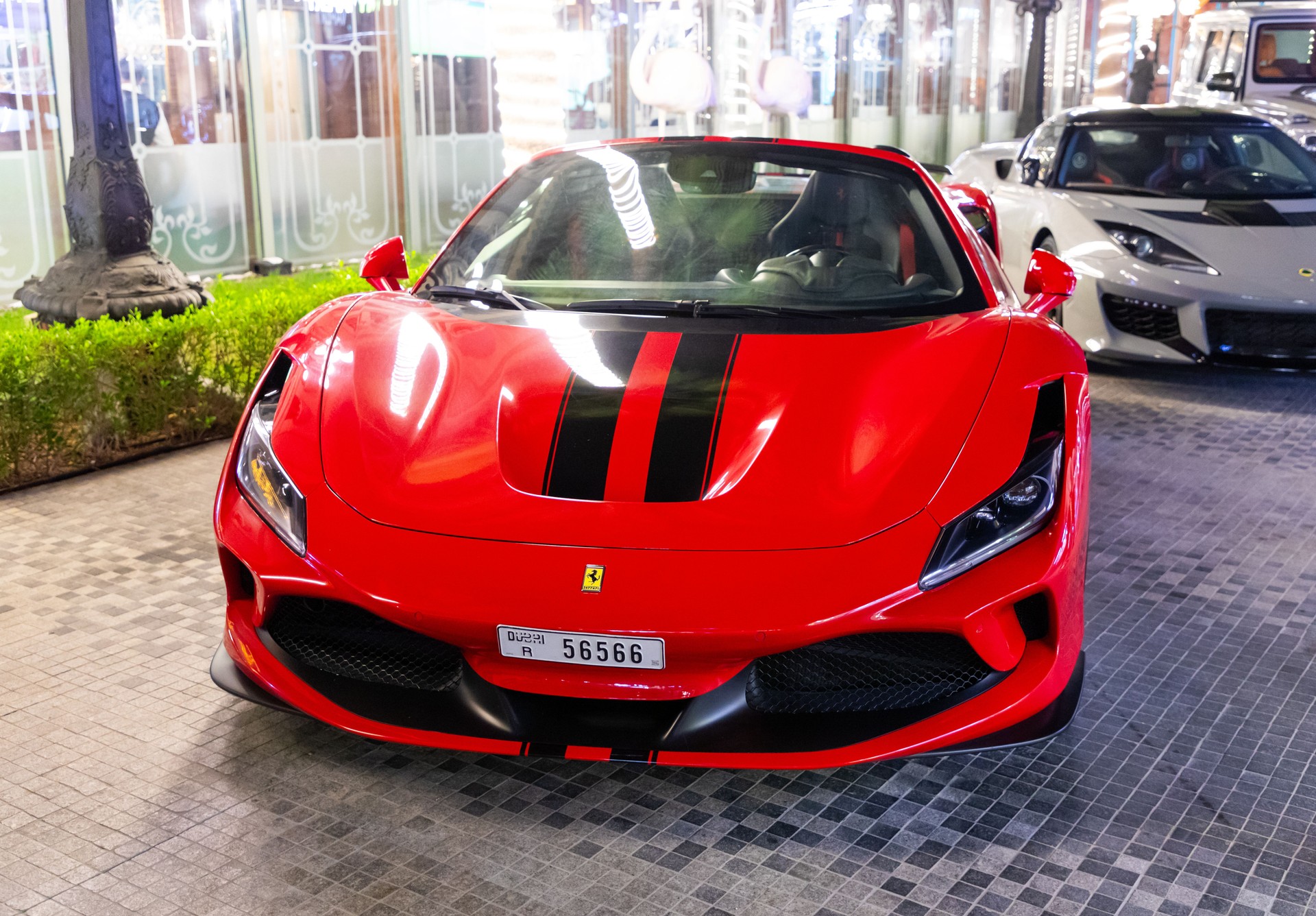 Red Ferrari The F8 Tributo rental car in Dubai